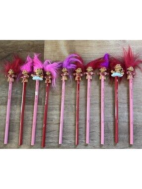 Lot of 10 Vintage RUSS Valentine Troll Pencils Love Cupid Heart Pencil Toppers